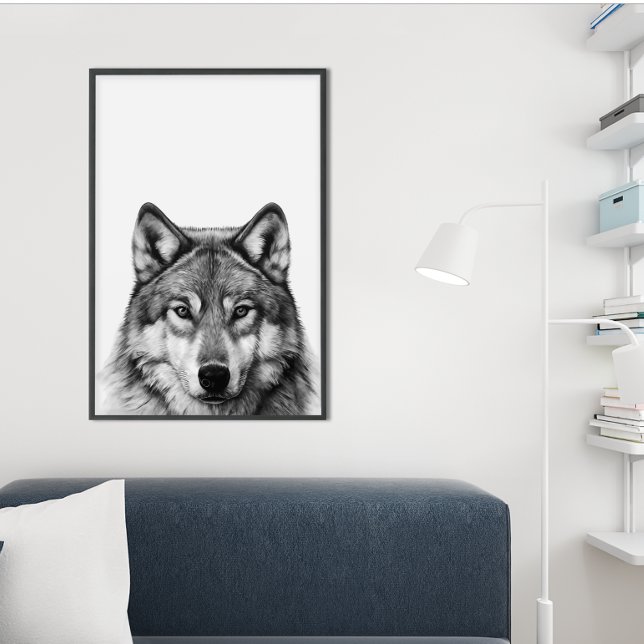 Wolf Head Portrait  Black white  Poster (Creator Uploaded)