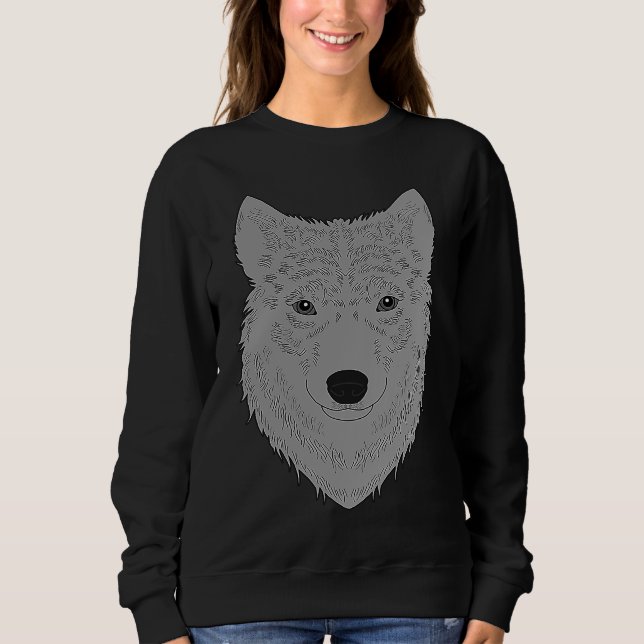 Wolf head predator face imprint with wild animal   sweatshirt (Front)