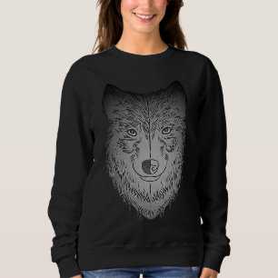 Wolf head predator face imprint with wild animal sweatshirt
