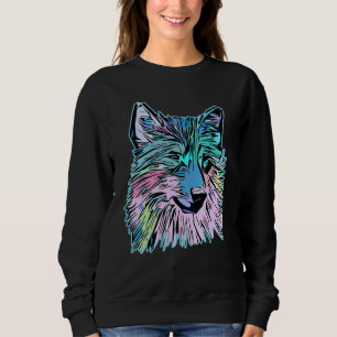 Wolf head predator face imprint with wild animal sweatshirt