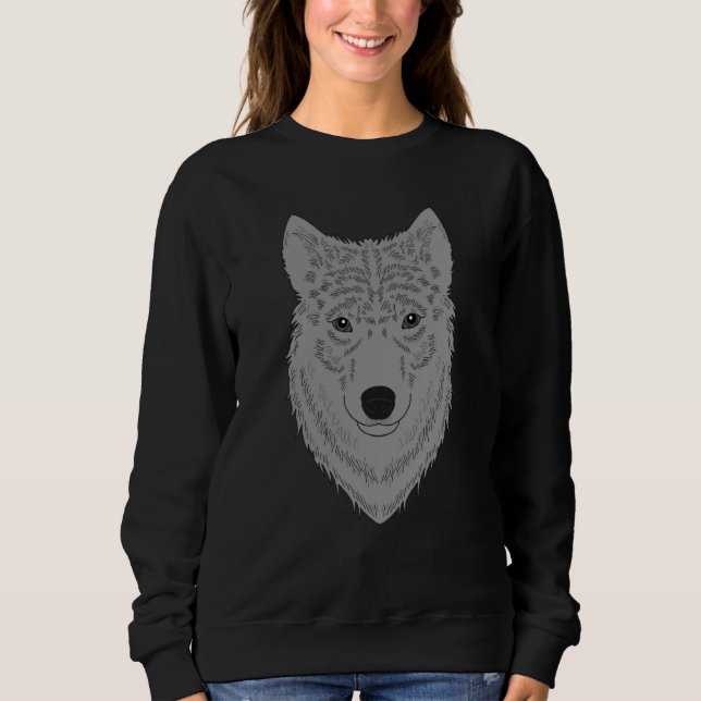 Wolf head predator face imprint with wild animal   sweatshirt (Front)