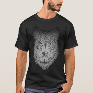 Wolf head predator face imprint with wild animal T-Shirt