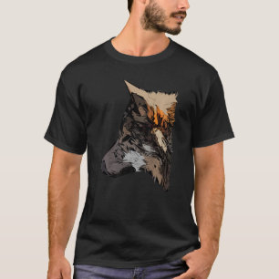 Wolf head predator face imprint with wild animal T-Shirt