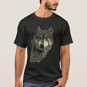 Wolf head predator face imprint with wild animal   T-Shirt