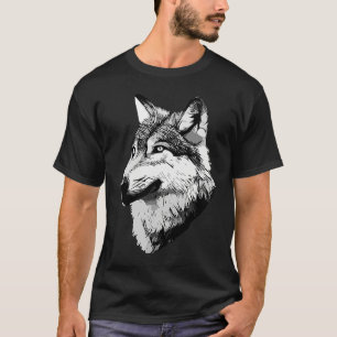 Wolf head predator face imprint with wild animal   T-Shirt