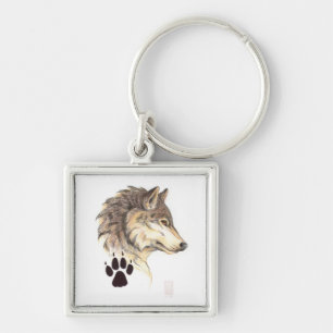 Wolf Head Profile Key Ring