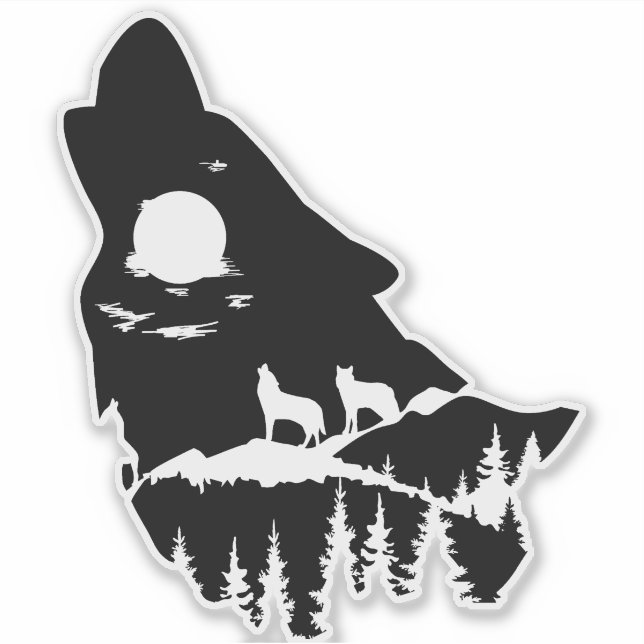 Wolf Head Silhouette Sticker (Front)
