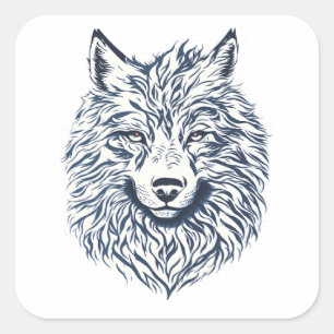 Wolf Head Square Sticker