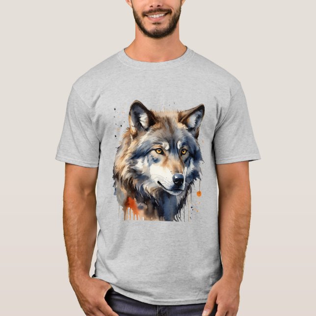 Wolf Head Wildlife Nature Art Animal T-Shirt (Front)