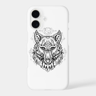 Wolf head with ethnic decorations