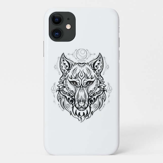 Wolf head with ethnic decorations  Case-Mate iPhone case (Back)
