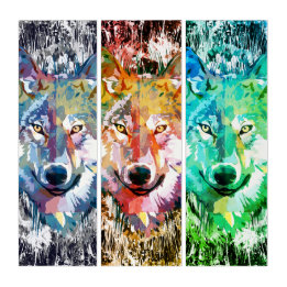 Wolf Head - Wolf Faces - Artwork Wolf Triptych