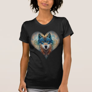Wolf Heart Colourful In a Heart - Wolf T-Shirt