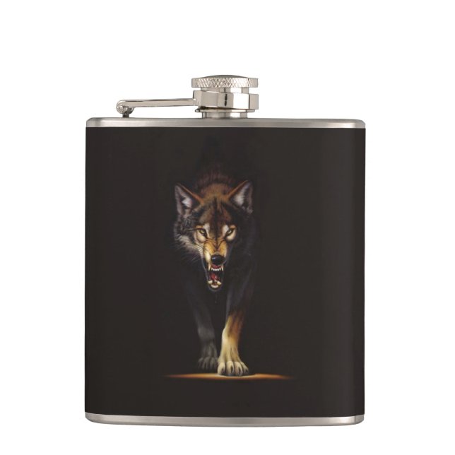 wolf hip flask (Front)
