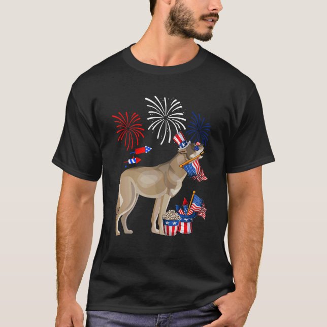 Wolf Holding American Flag Sunglasses Happy 4th Of T-Shirt (Front)