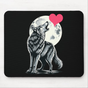 Wolf Holding Heart Valentine's Day Cute Wolves Val Mouse Pad
