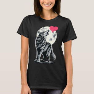 Wolf Holding Heart Valentine's Day Cute Wolves Val T-Shirt