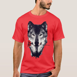Wolf Holding Rose wolf lover men women gift T-Shirt