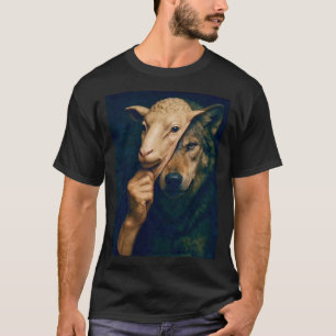 Wolf holding up a sheep mask  T-Shirt