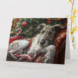 Wolf Hound Dog Christmas Festive Card