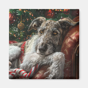 Wolf Hound Dog Christmas Festive Magnet