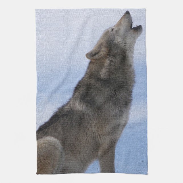 Wolf Howl Tea Towel (Vertical)