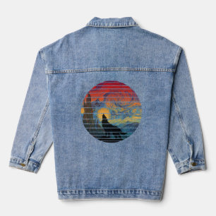 WOLF HOWLING ABSTRACT STYLE DENIM JACKET