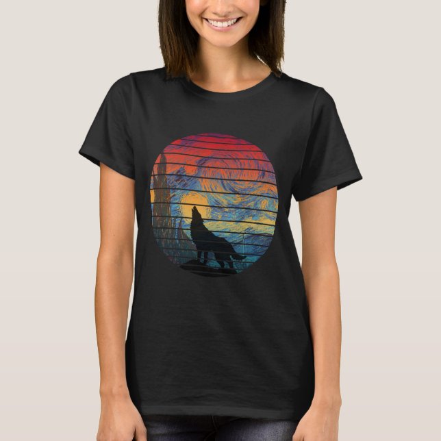 WOLF HOWLING ABSTRACT STYLE T-Shirt (Front)