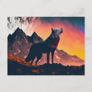 Wolf Howling Art  Postcard