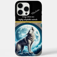 Wolf Howling at Full Moon at Night
