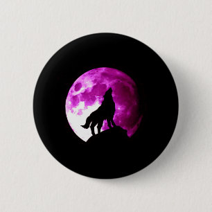 Wolf Howling at Moon 6 Cm Round Badge