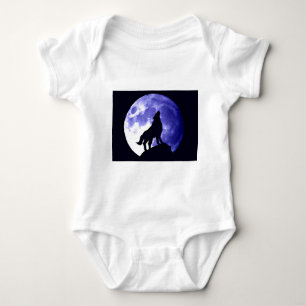 Wolf Howling at Moon Baby Bodysuit