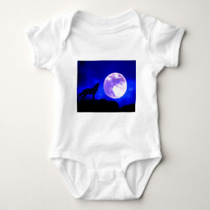 Wolf Howling at Moon Baby Bodysuit