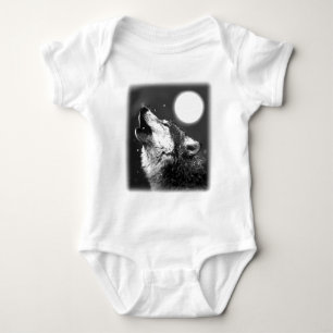 Wolf Howling at Moon Baby Bodysuit