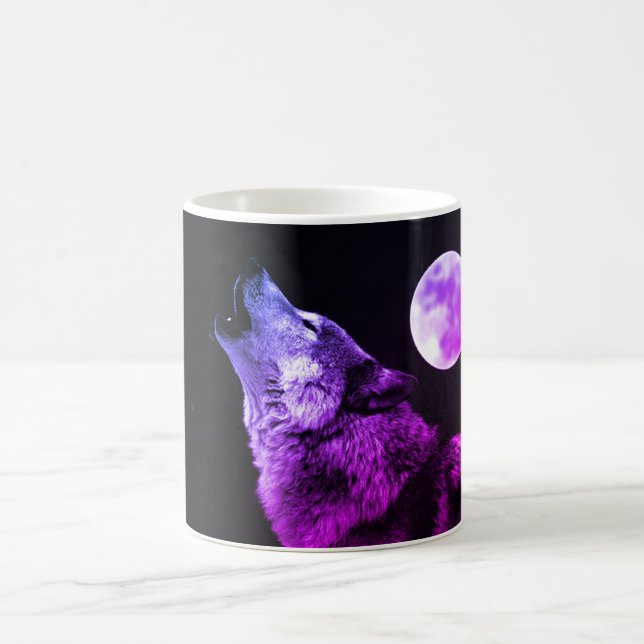 Wolf Howling at Moon Coffee Mug (Center)