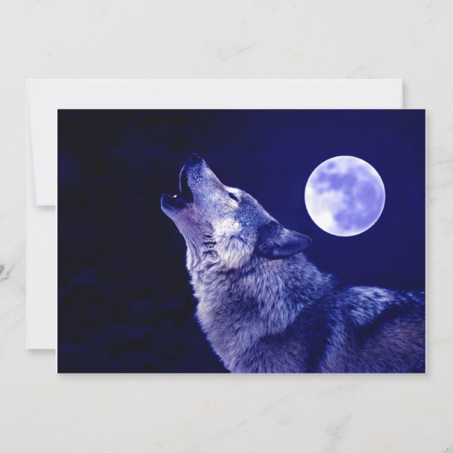 Wolf Howling at Moon Invitation (Front)