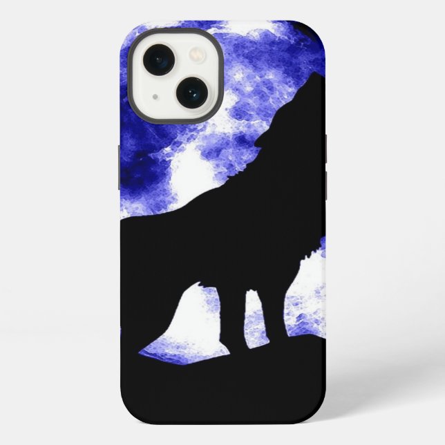 Wolf Howling at Moon iPhone Case (Back)