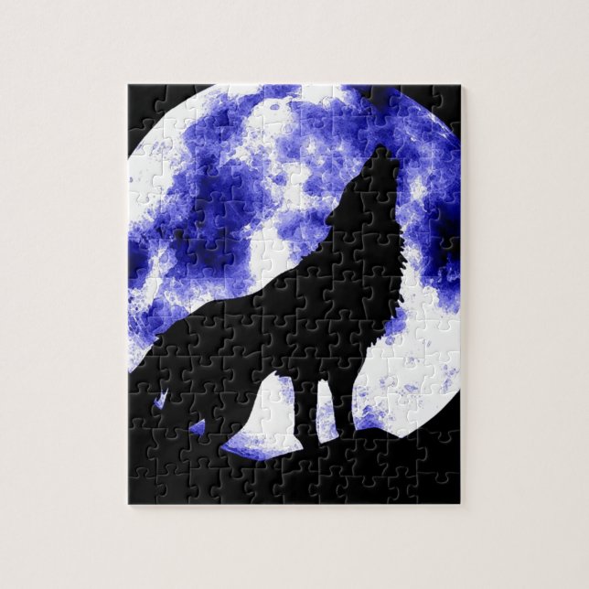 Wolf Howling at Moon Jigsaw Puzzle (Vertical)