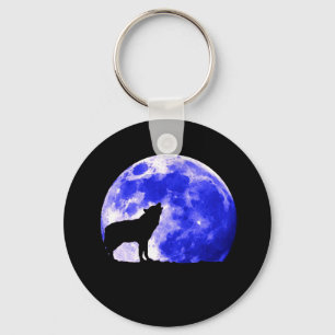 Wolf Howling at Moon Key Ring