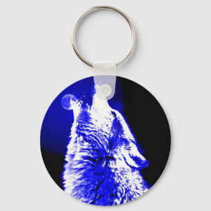 Wolf Howling at Moon Key Ring