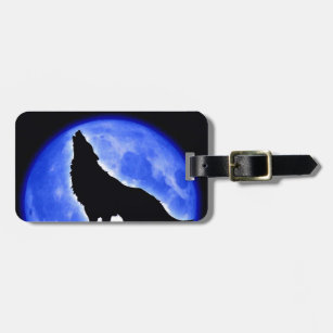 Wolf Howling at Moon Luggage Tag