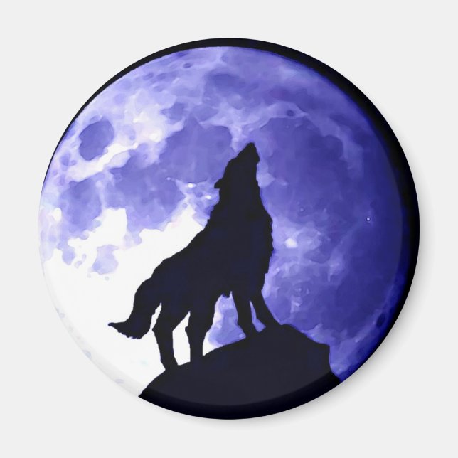 Wolf Howling at Moon Magnet (Front)