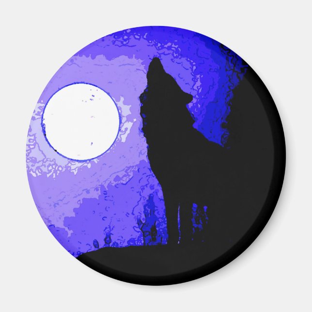 Wolf Howling at Moon Magnet (Front)