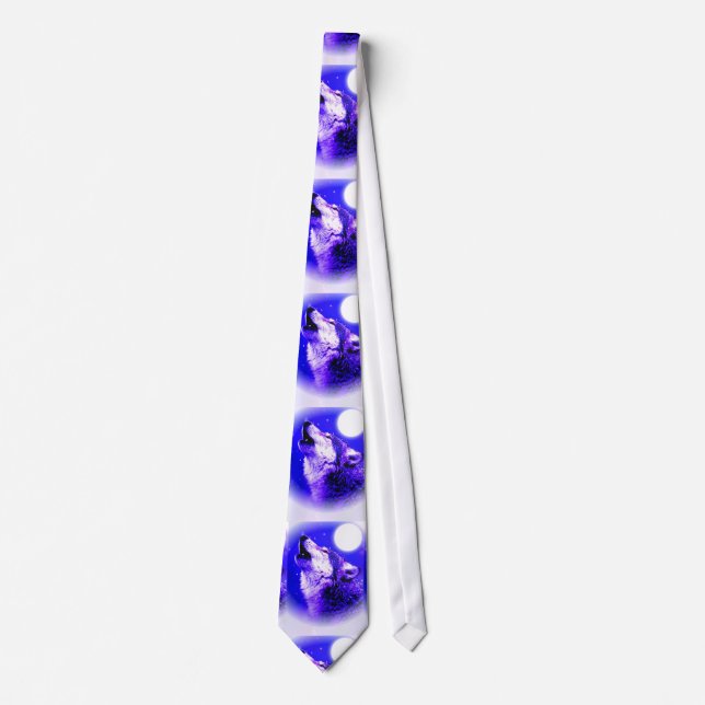 Wolf Howling at Moon Neck Tie (Front)