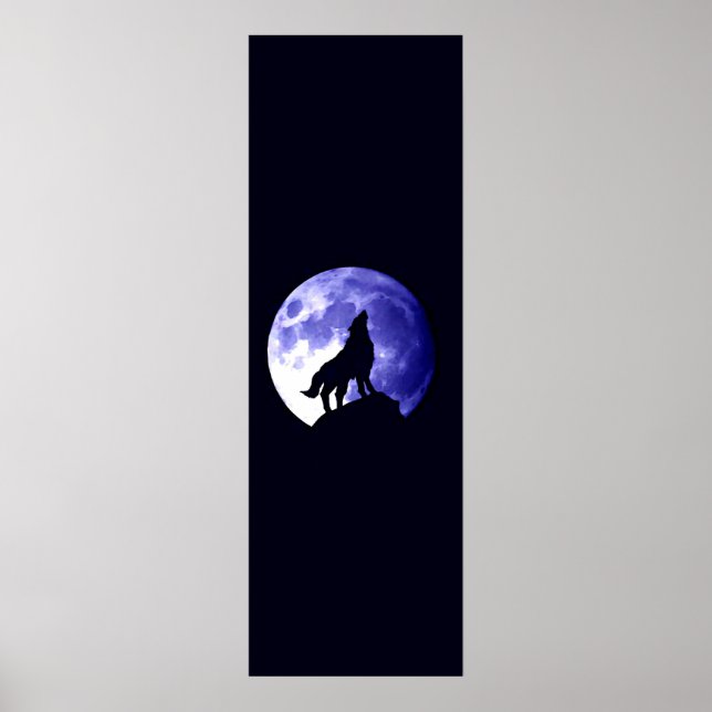 Wolf Howling at Moon Panoramic Poster - Wolf Poste (Front)
