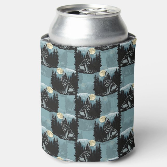 Wolf Howling At Moon Pattern Design  Can Cooler (Creator Uploaded)