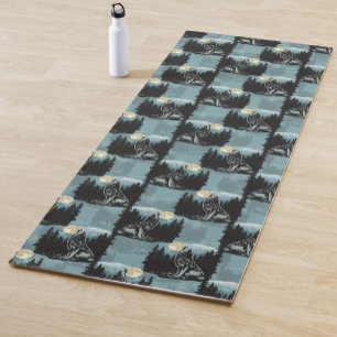 Wolf Howling At Moon Pattern Design  Yoga Mat