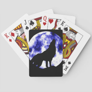 Wolf Howling at Moon Playing Cards