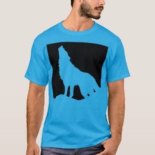 Wolf Howling at Moon Pop Art Teal Blue T-Shirt