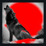 Wolf Howling at Moon Red Pop Art Poster<br><div class="desc">Howling Wolf at Moon Posters Prints -Pop Art Style Design - Wolf Howling at Moon Digital Comic Style Posters - Animal Art - College Pop Art - Wild Animals - World of Extreme Animals - Most Ferocious Creatures Computer Images</div>